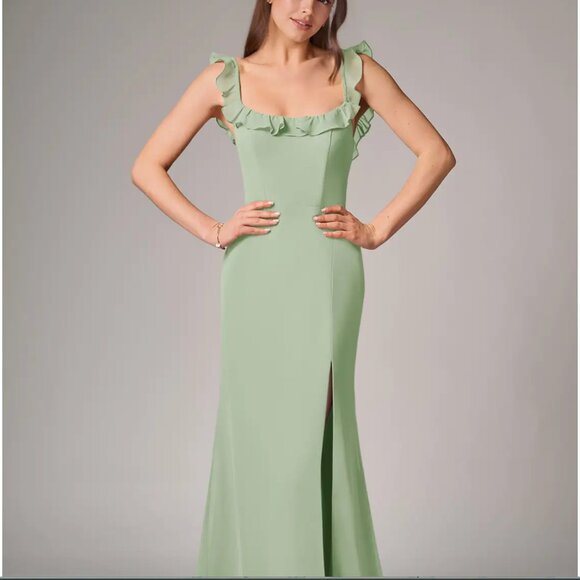 Azazie Callie Dusty Sage Dress - Picture 12 of 15